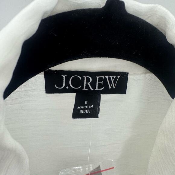 J. Crew Sheer Lace-Trim Button-Up Shirt Short Sleeve Ivory Size 0 NWT - Picture 12 of 12